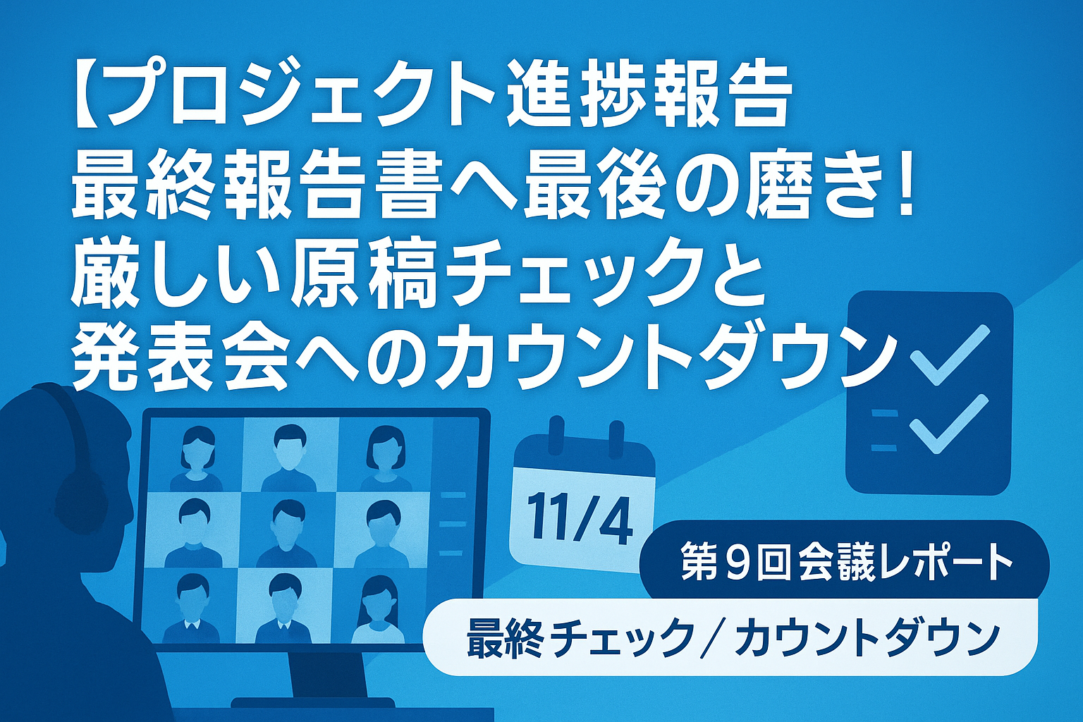 【プロジェクト進捗報告】最終報告書へ最後の磨き！厳しい原稿チェックと発表会へのカウントダウン（第9回会議レポート）